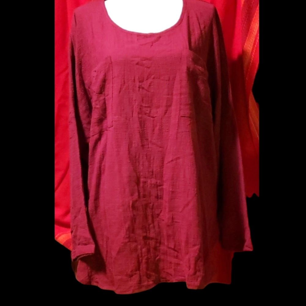 Woman's 4XL Gracila Burgundy Top Shirt Tunic